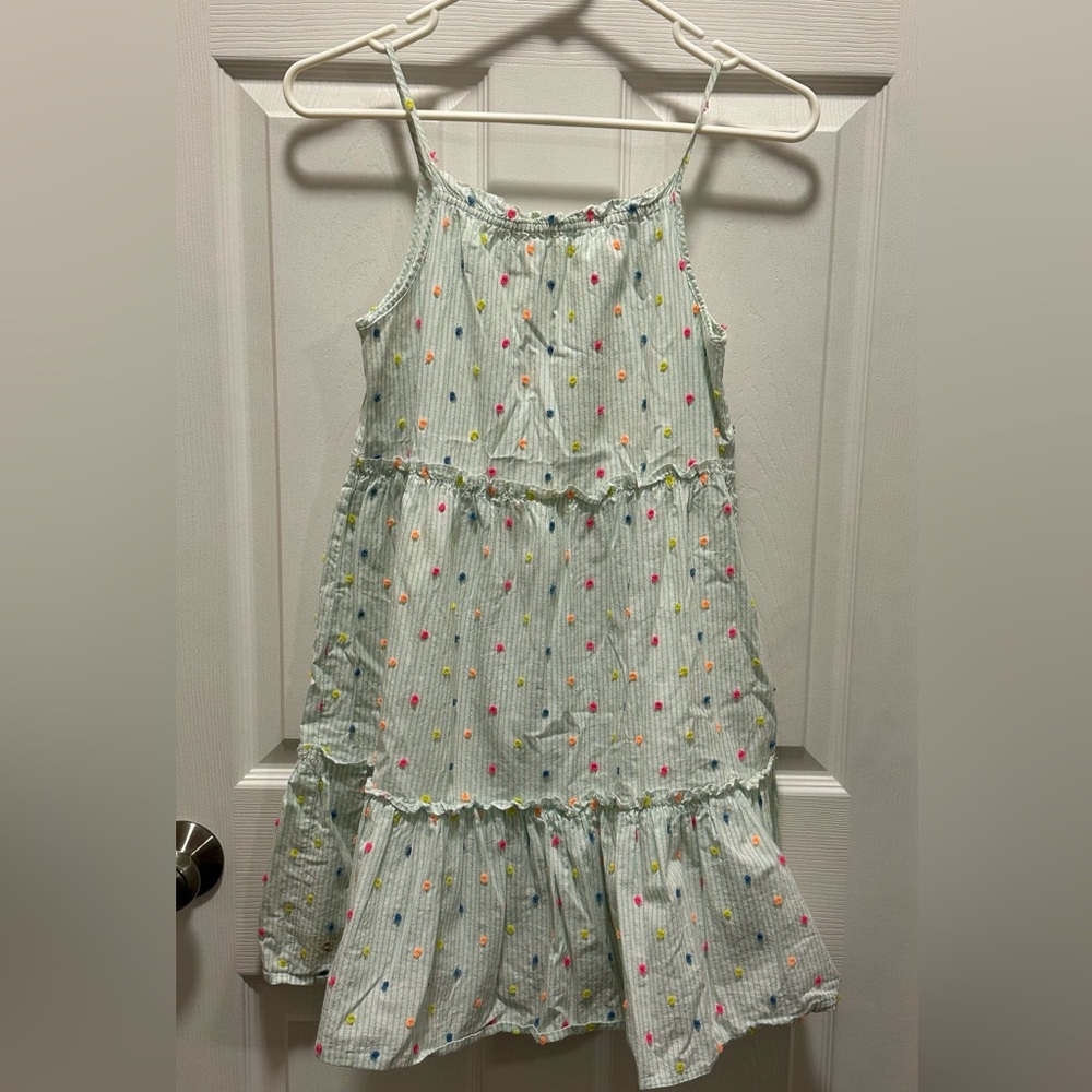 Girls Size 12 Striped With Polka Clip Dots Tiered Sundress Lined